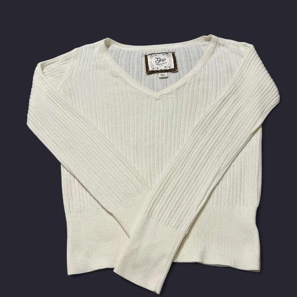 Gap Ivory V-Neck Sweater, Girls' Size XXL (14-16)